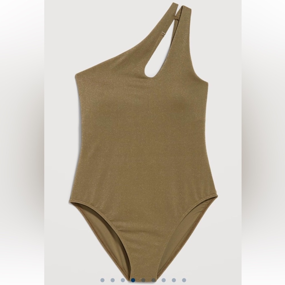 NWT Old Navy Gold One Shoulder Shine Swimsuit Women's Size Large - Picture 3 of 6